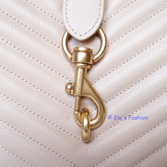 ❤️NWT Rebecca Minkoff Edie Lrg Top Handle Satchel Crossbody Bag SAND DUNE Beige - Picture 12 of 15